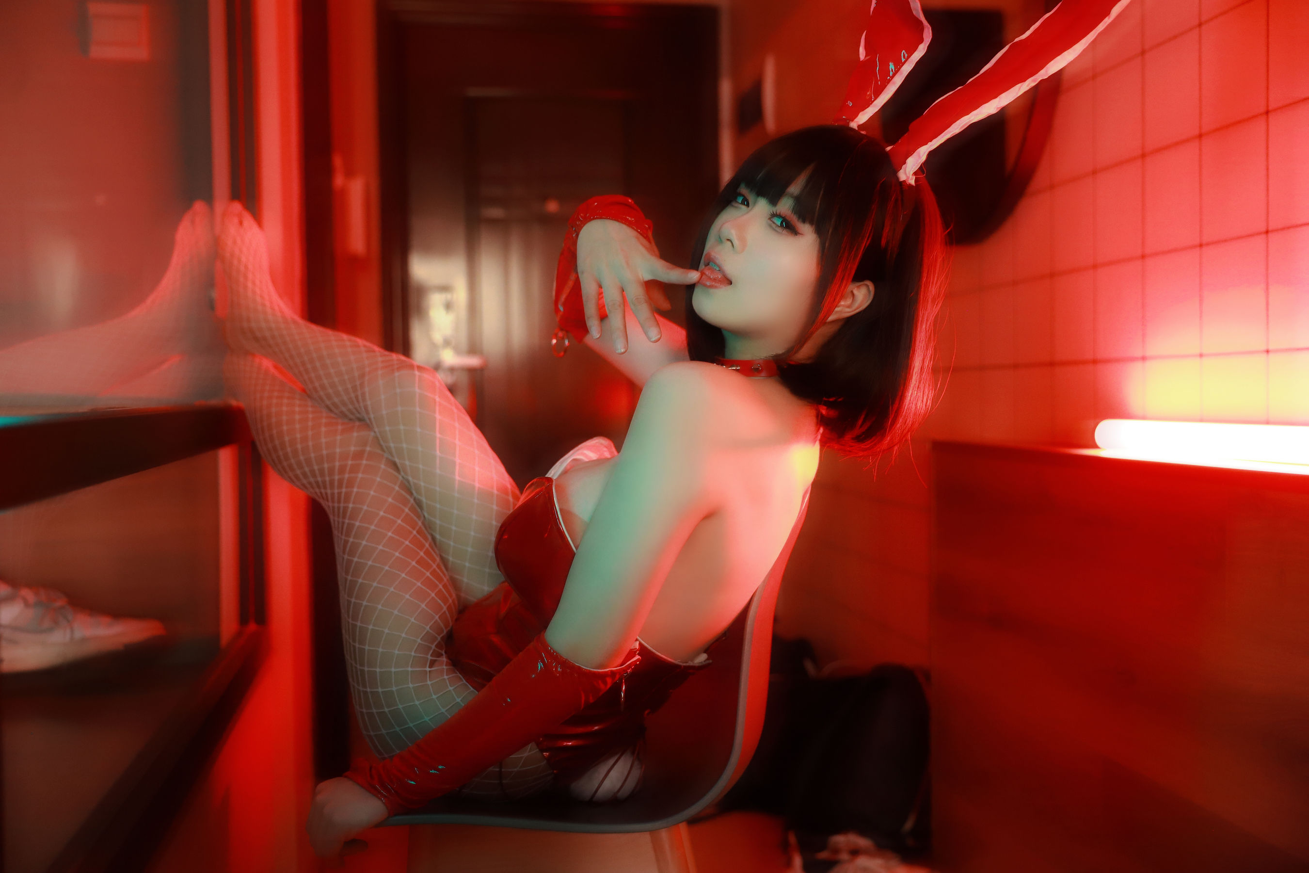 福利COSER 末夜787 - 红色兔女郎