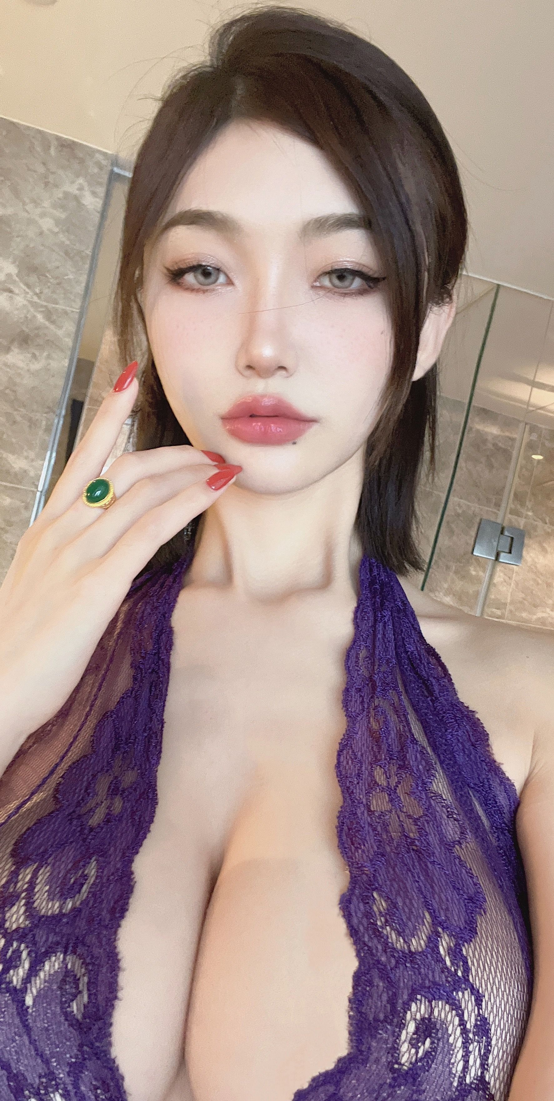 福利COSER 脸红Dearie - 紫色*情趣连体衣