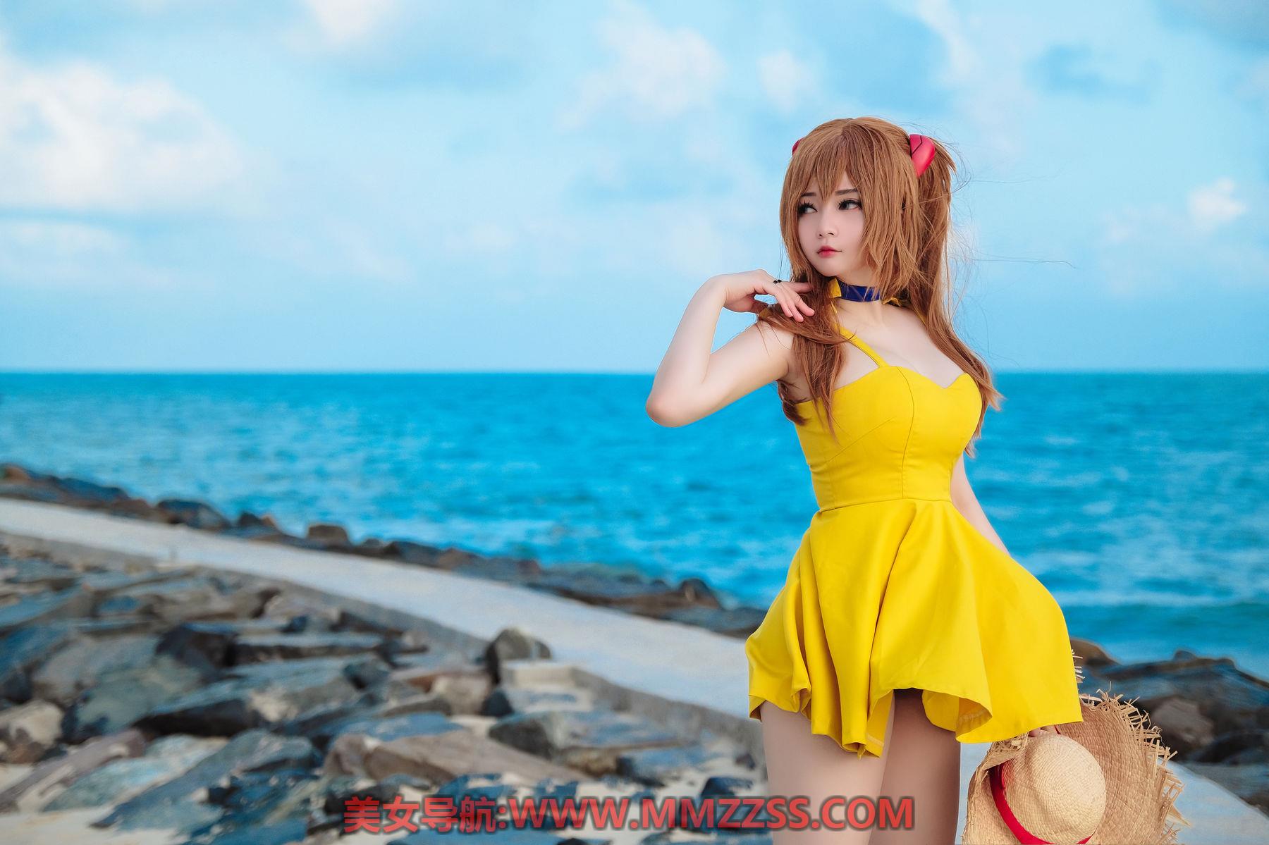 Coser小姐姐Potato Godzilla - Asuka Yellow Dress